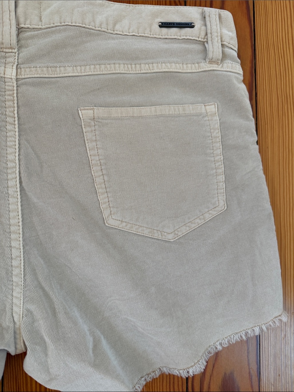 Carve Designs Cream Frayed Hem Shorts - Picture 6 of 8